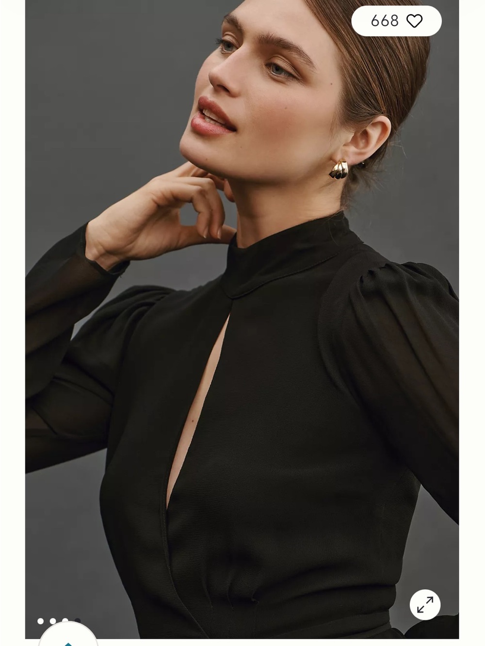 Reformation Ottessa Black Long-Sleeve Keyhole Wrap Mini Dress - Picture 4 of 7